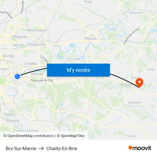 Bry-Sur-Marne to Chailly-En-Brie map