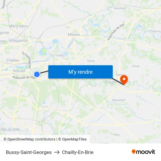 Bussy-Saint-Georges to Chailly-En-Brie map