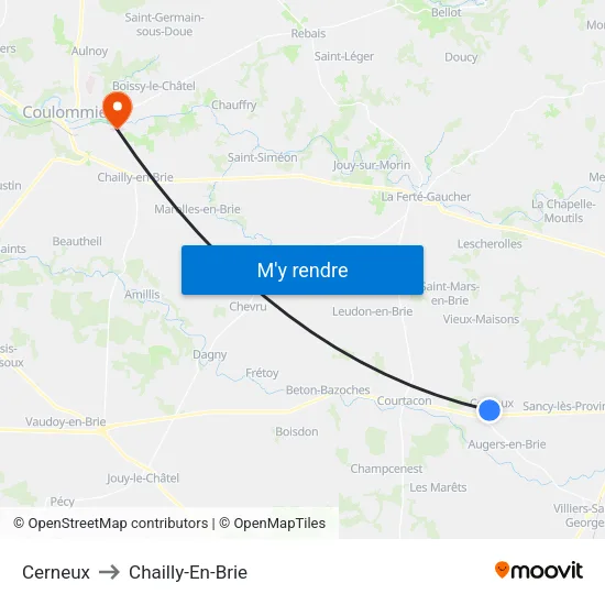 Cerneux to Chailly-En-Brie map