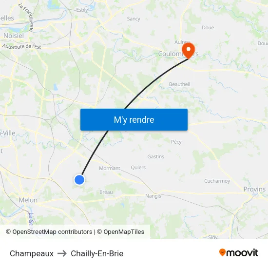 Champeaux to Chailly-En-Brie map