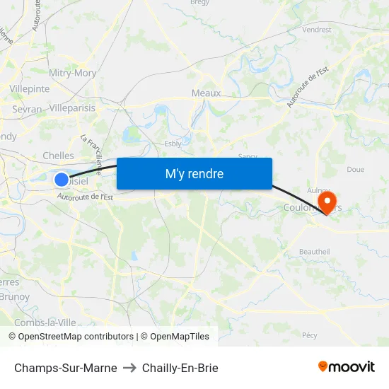 Champs-Sur-Marne to Chailly-En-Brie map