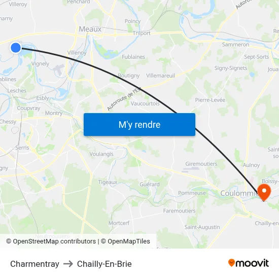 Charmentray to Chailly-En-Brie map