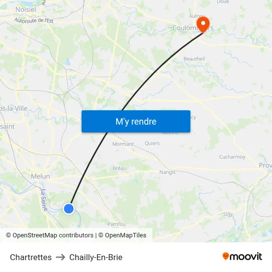 Chartrettes to Chailly-En-Brie map