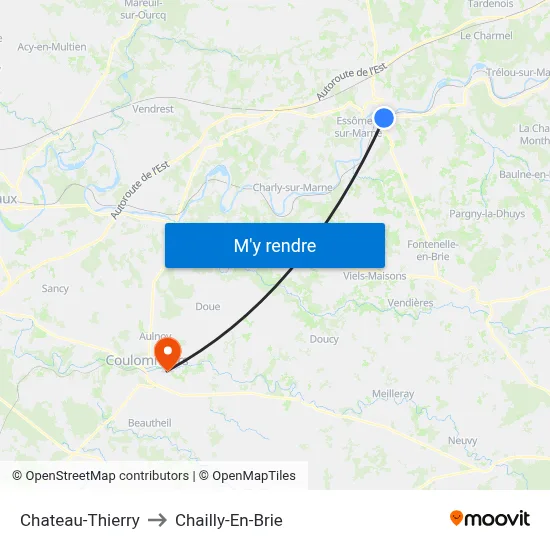 Chateau-Thierry to Chailly-En-Brie map