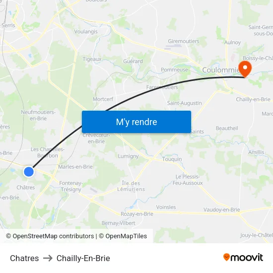 Chatres to Chailly-En-Brie map