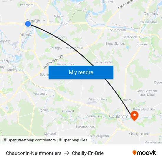 Chauconin-Neufmontiers to Chailly-En-Brie map