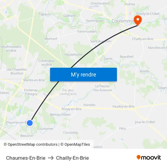 Chaumes-En-Brie to Chailly-En-Brie map