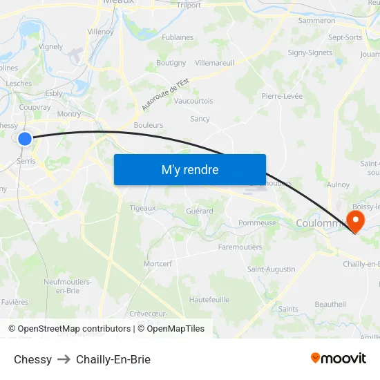 Chessy to Chailly-En-Brie map