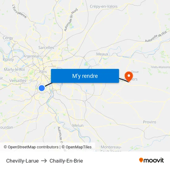 Chevilly-Larue to Chailly-En-Brie map