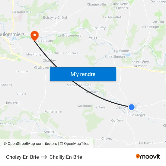 Choisy-En-Brie to Chailly-En-Brie map