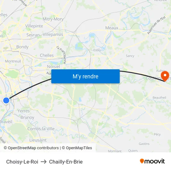 Choisy-Le-Roi to Chailly-En-Brie map