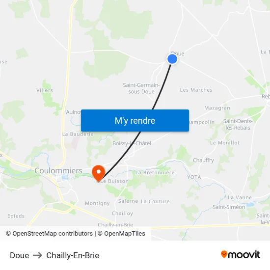 Doue to Chailly-En-Brie map