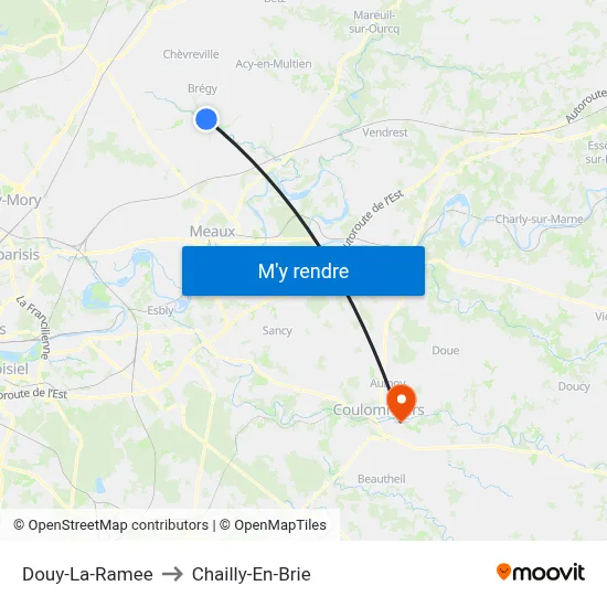 Douy-La-Ramee to Chailly-En-Brie map