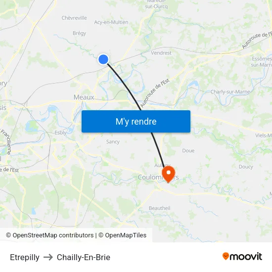 Etrepilly to Chailly-En-Brie map