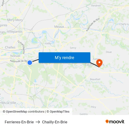 Ferrieres-En-Brie to Chailly-En-Brie map