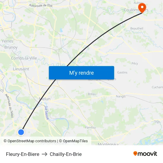 Fleury-En-Biere to Chailly-En-Brie map