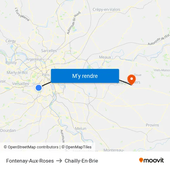 Fontenay-Aux-Roses to Chailly-En-Brie map