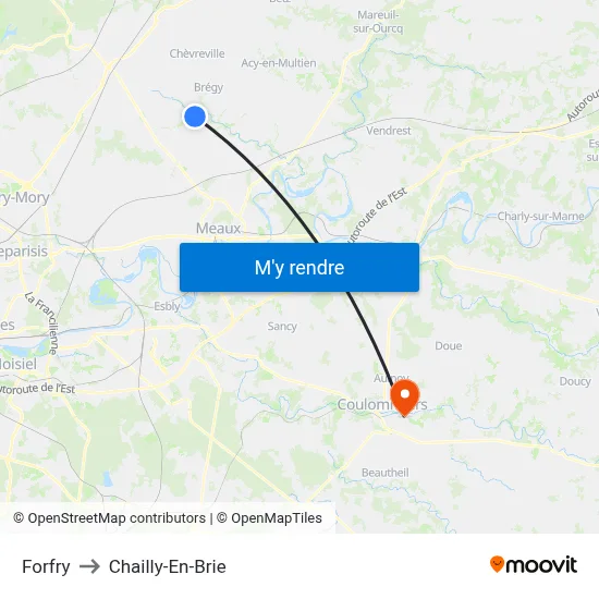 Forfry to Chailly-En-Brie map