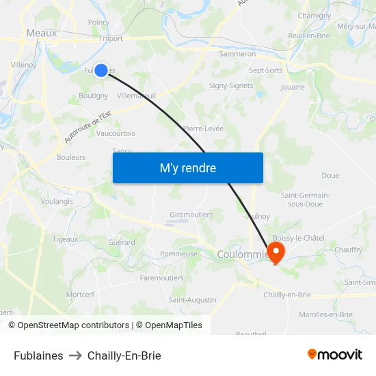 Fublaines to Chailly-En-Brie map