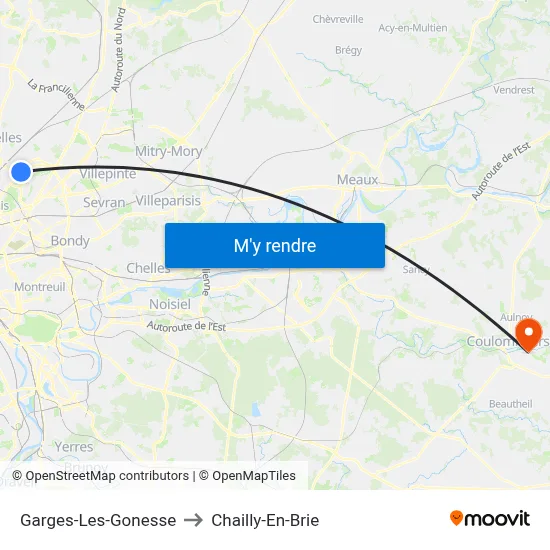 Garges-Les-Gonesse to Chailly-En-Brie map