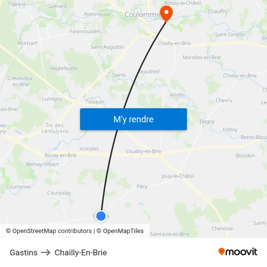 Gastins to Chailly-En-Brie map