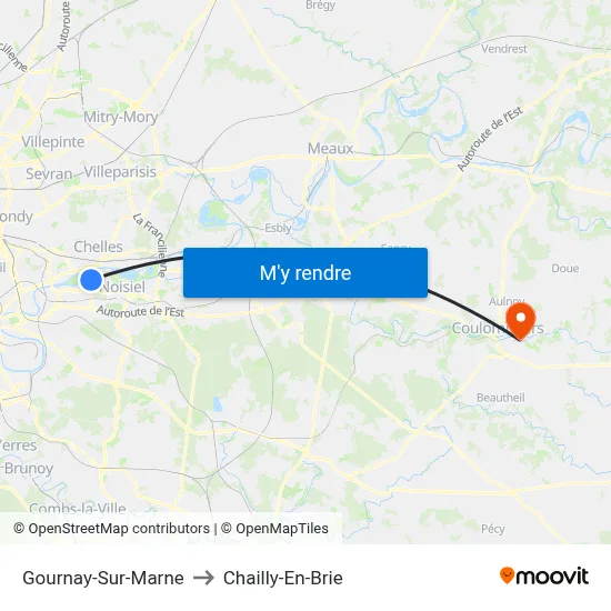 Gournay-Sur-Marne to Chailly-En-Brie map