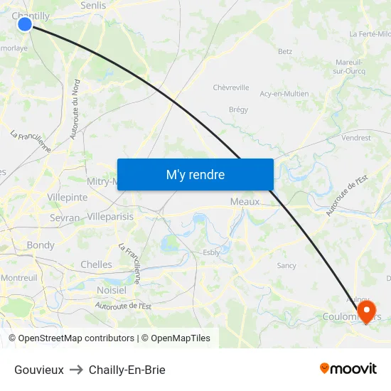 Gouvieux to Chailly-En-Brie map