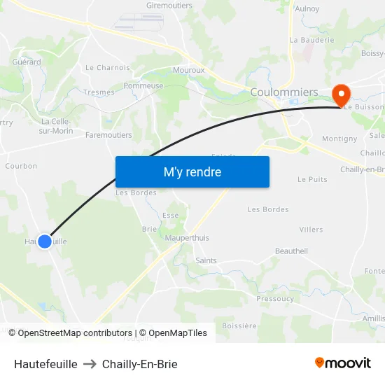 Hautefeuille to Chailly-En-Brie map