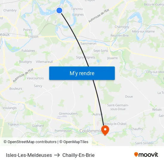 Isles-Les-Meldeuses to Chailly-En-Brie map