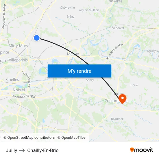 Juilly to Chailly-En-Brie map