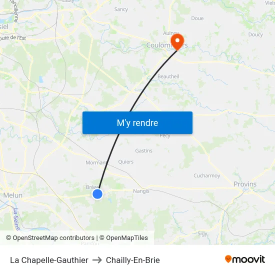 La Chapelle-Gauthier to Chailly-En-Brie map