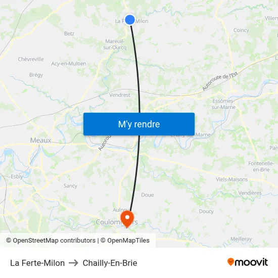 La Ferte-Milon to Chailly-En-Brie map