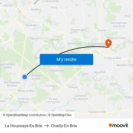 La Houssaye-En-Brie to Chailly-En-Brie map