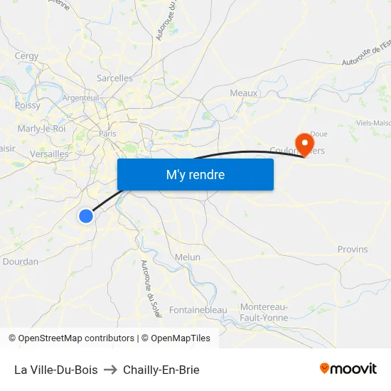 La Ville-Du-Bois to Chailly-En-Brie map