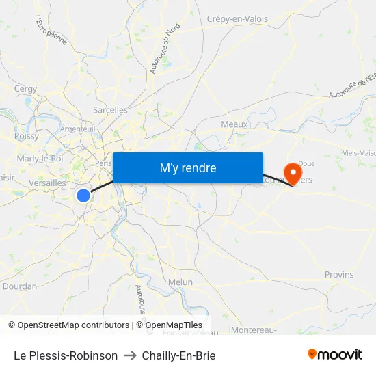 Le Plessis-Robinson to Chailly-En-Brie map