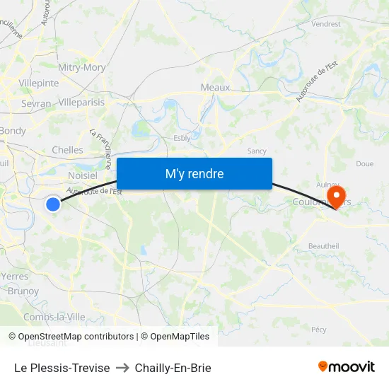 Le Plessis-Trevise to Chailly-En-Brie map