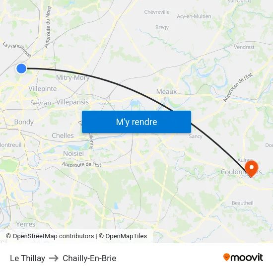Le Thillay to Chailly-En-Brie map