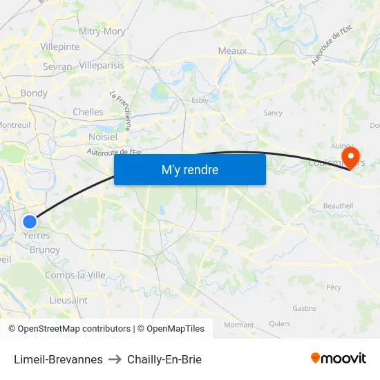 Limeil-Brevannes to Chailly-En-Brie map