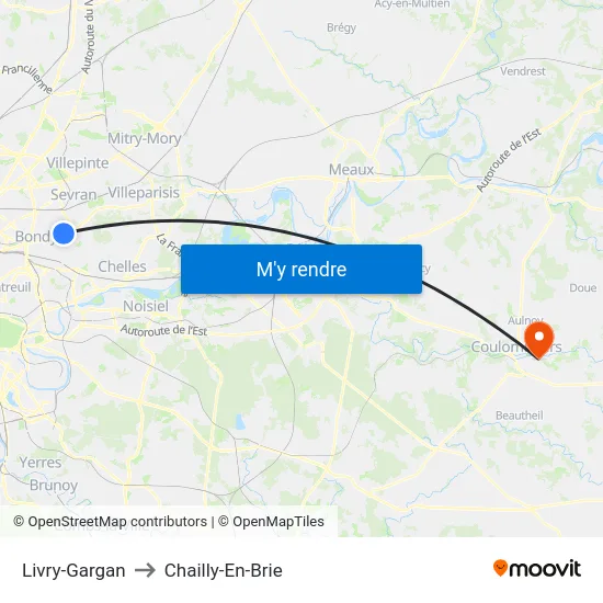 Livry-Gargan to Chailly-En-Brie map