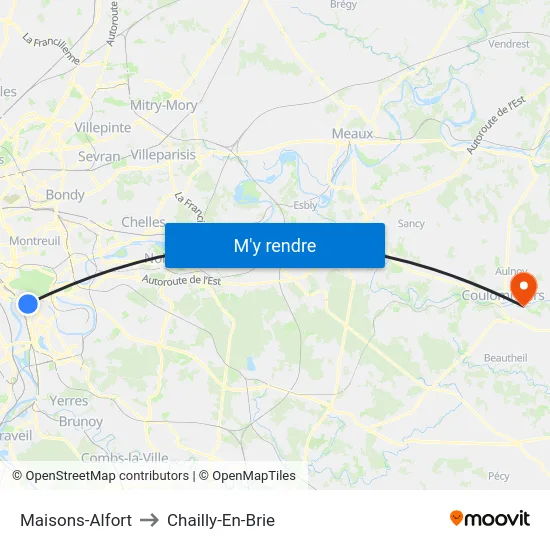 Maisons-Alfort to Chailly-En-Brie map