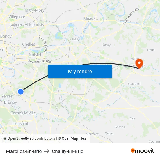Marolles-En-Brie to Chailly-En-Brie map