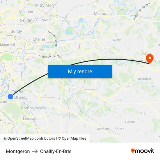 Montgeron to Chailly-En-Brie map