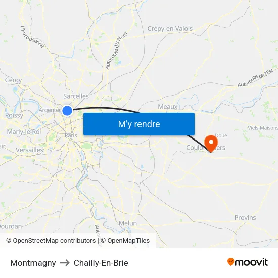 Montmagny to Chailly-En-Brie map