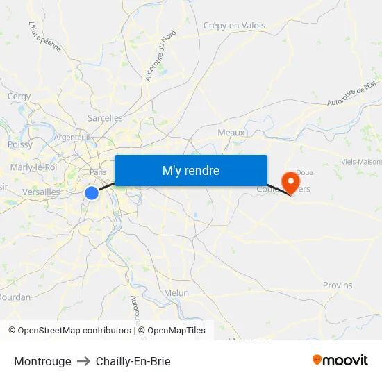 Montrouge to Chailly-En-Brie map