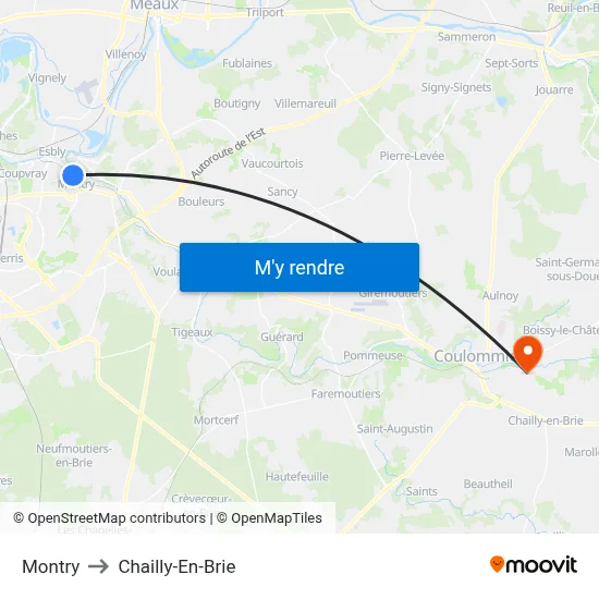 Montry to Chailly-En-Brie map