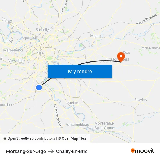 Morsang-Sur-Orge to Chailly-En-Brie map