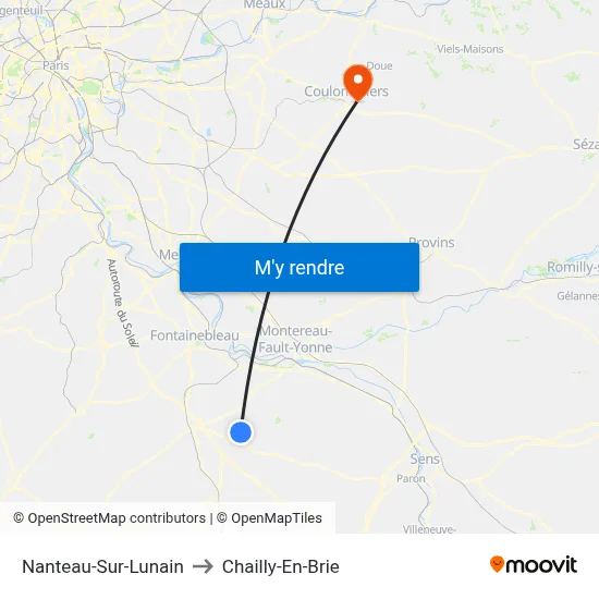 Nanteau-Sur-Lunain to Chailly-En-Brie map