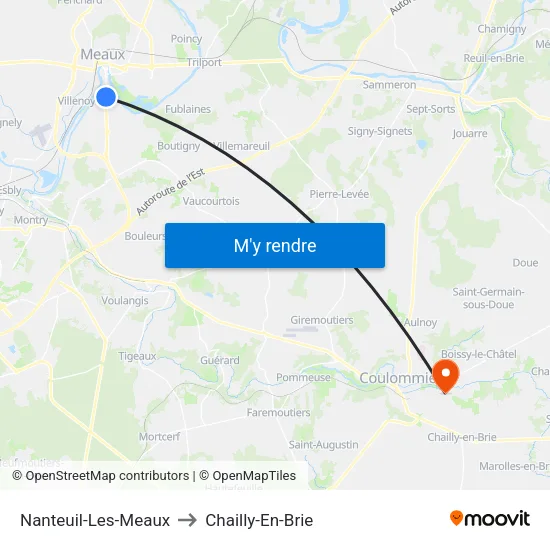Nanteuil-Les-Meaux to Chailly-En-Brie map