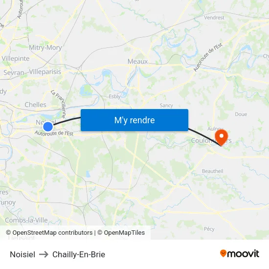 Noisiel to Chailly-En-Brie map