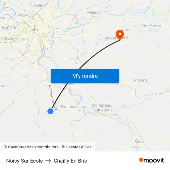 Noisy-Sur-Ecole to Chailly-En-Brie map